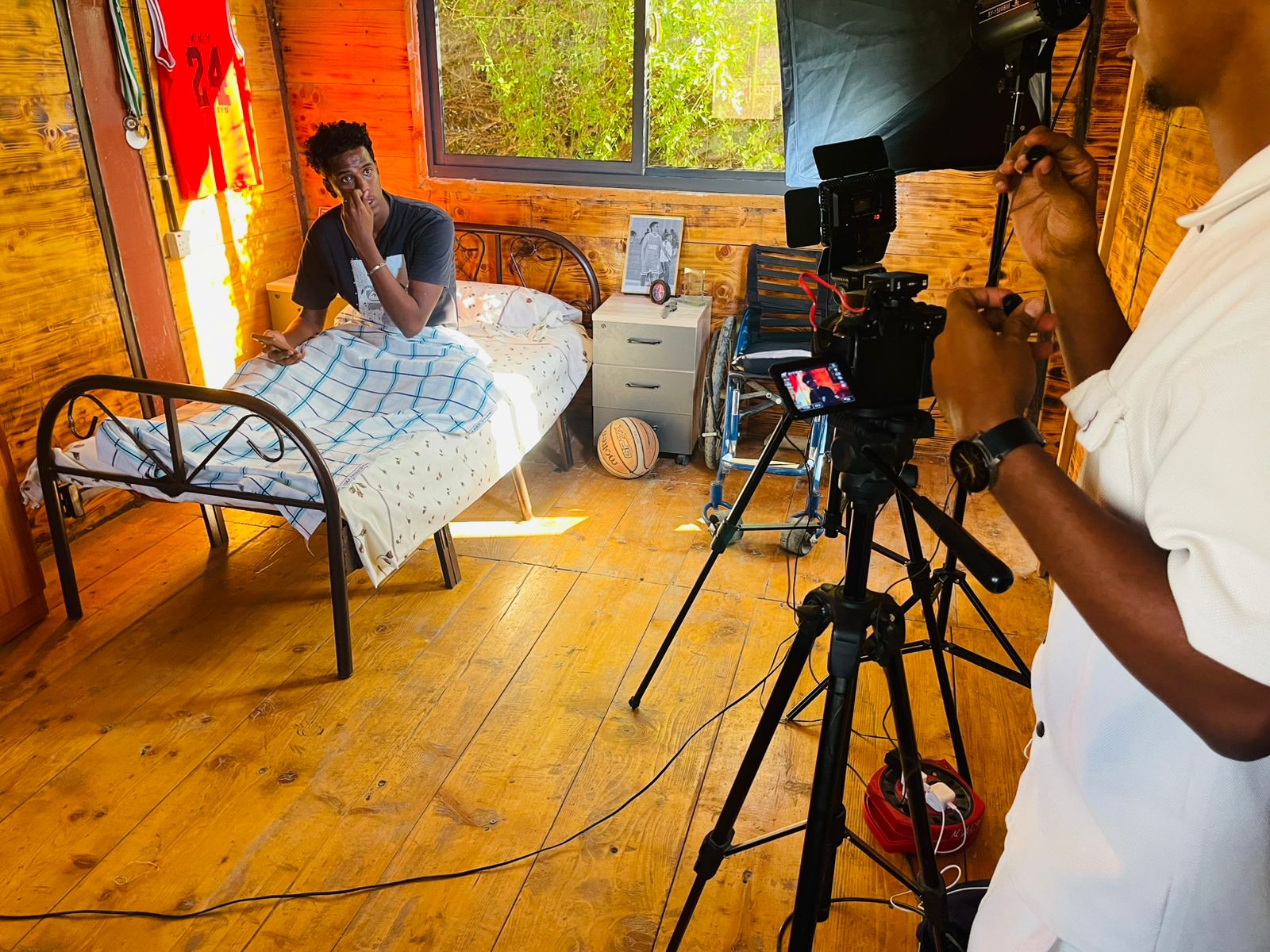 Behind the scenes on the set of one of the bootcamp's short films